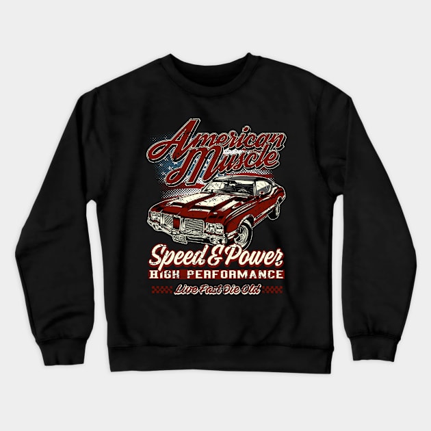 American Muscle Car Speed and Power II Crewneck Sweatshirt by RockabillyM